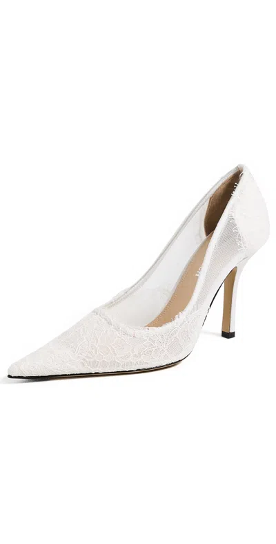 Mach&mach Devon Chantilly Lace Pumps White In Pink