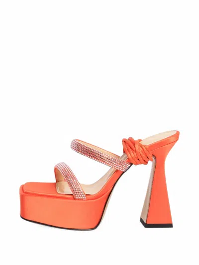 Pre-owned Mach&mach Devon Crystal-embellished Platform Sandals In Orange