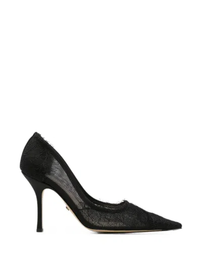 Mach&mach Devon Lace Heeled Pumps In Black
