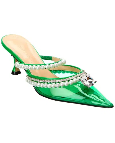 Mach&mach Mach & Mach Diamond & Pearls Vinyl & Leather Pump In Green