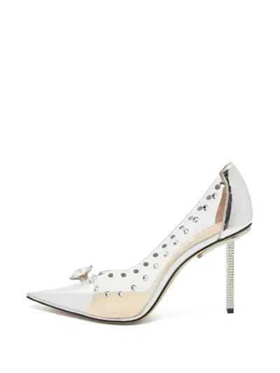 Pre-owned Mach&mach Diamond Dreams Crystal-embellished Heeled Pumps In White
