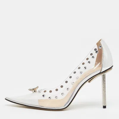 Pre-owned Mach&mach Diamond Dreams Size 37 Transparent/silver Pvc And Leather Pumps