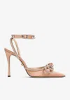 Mach&mach 110mm Double Bow Crystal-embellished Satin Pumps