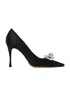 Mach&mach Double Bow 100mm Leather Pumps In Black