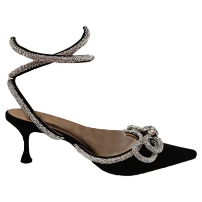 Mach&mach Double Bow 65mm Crystal-embellished Pumps In Black Satin