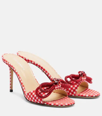 Mach&mach Double Bow 85 Gingham Mules In Red