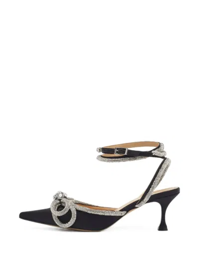 Pre-owned Mach&mach Double Bow Ankle Strap Pumps In Black