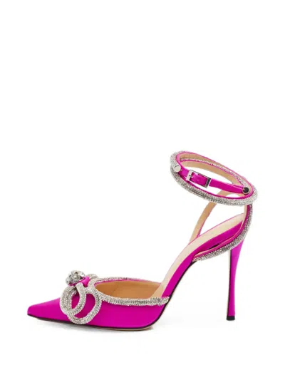 Pre-owned Mach&mach Double Bow Ankle Wrap Pumps In Pink