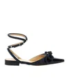 Mach&mach Navy Blue Double Bow Ballet Flats In Black