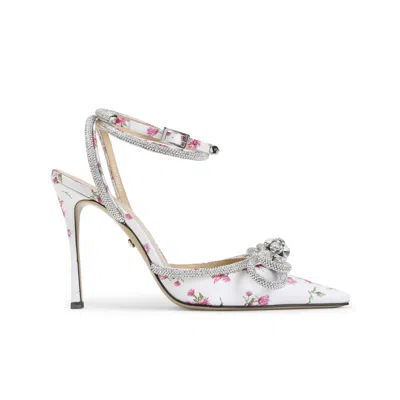 Mach&mach Mach & Mach Double Bow Cheri Floral Satin High Heels In White