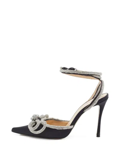 Pre-owned Mach&mach Double Bow Crystal Pumps In Black
