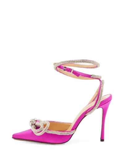 Pre-owned Mach&mach Double Bow Crystal-embellished Heeled Pumps In Pink