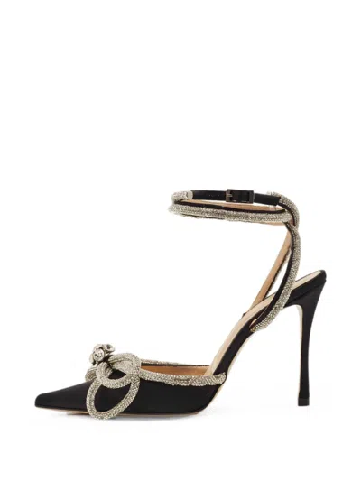Pre-owned Mach&mach Double Bow Crystal-embellished Pumps In Black