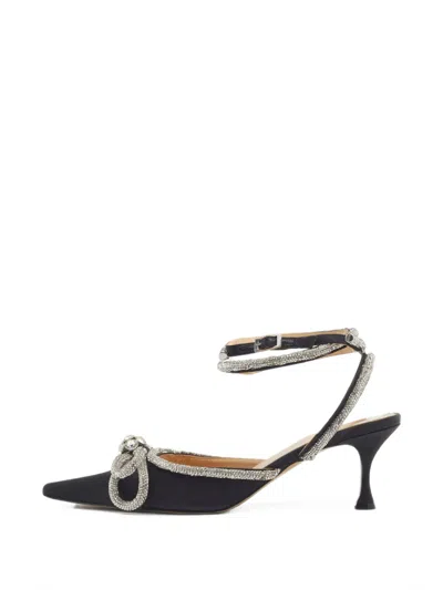 Pre-owned Mach&mach Double Bow Crystal-embellished Pumps In Black