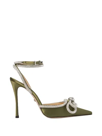 Mach&mach Double Bow Crystal-embellished Pumps In Green