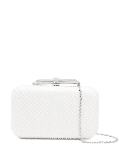 Mach&mach Double Bow Embellished Clutch Bag In White