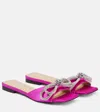 Mach&mach Double Bow Embellished Satin Mules In Pink