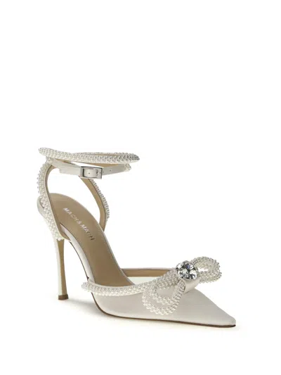 Mach&mach Mach & Mach Double Bow Embellished Satin Pumps In White