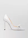 Mach&mach Double Bow Crystal-embellished Glittered Leather Pumps