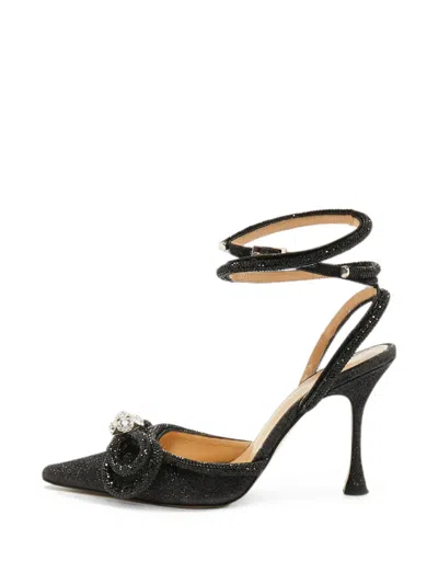 Pre-owned Mach&mach Double Bow Glitter Pumps In Black