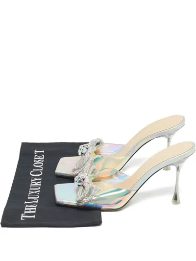 Pre-owned Mach&mach Double-bow Heeled Sandals In White