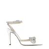 Mach&mach Silver Double Bow High Heels In Silver