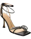Mach&mach Double Bow Leather & Vinyl Sandal In Black