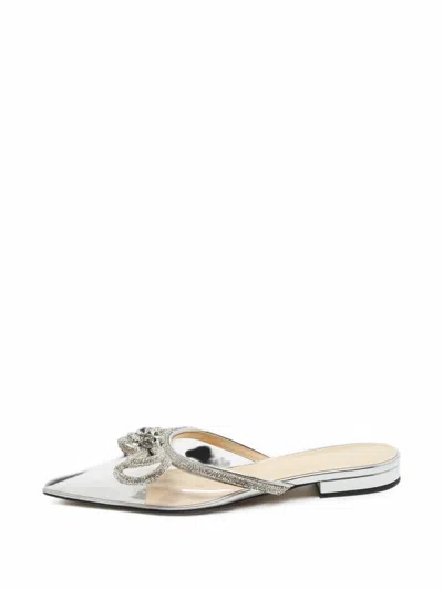 Pre-owned Mach&mach Double Bow Pointed-toe Mules In Silver