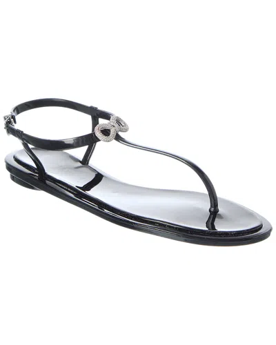 Mach&mach Mach & Mach Double Bow Rubber Thong Sandal In Black