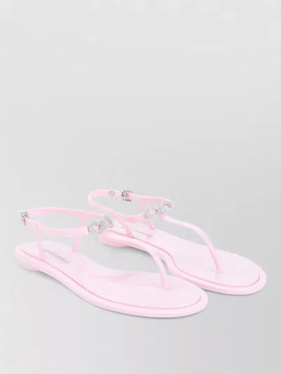 Mach&mach Double Bow Rubber Thong Sandals Ankle Strap In Pink