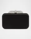 Mach&mach Double Bow Satin Clutch Bag In Black