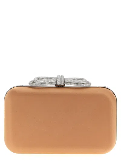 Mach&mach 'double Bow Satin' Clutch In Sand