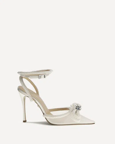 Mach&mach Double Bow Satin Pumps In White