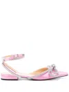 Mach&mach Pointed Bow Tie Flat Sole Shoes In Pink