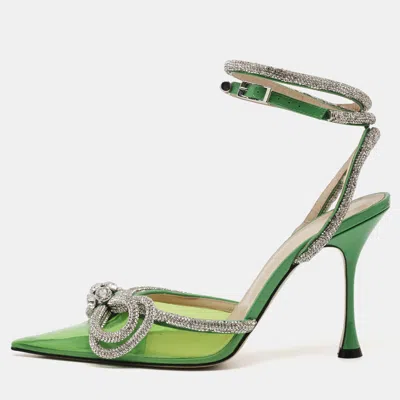Pre-owned Mach&mach Double Bow Size 39 Green Patent Leather And Pvc Pumps