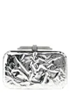 Mach&mach Double Bow Wrapped Mirror Leather Clutch Bag In Silver