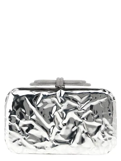 Mach&mach Double Bow Wrapped Mirror Clutch Silver