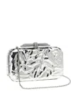 Mach&mach Double Bow Wrapped Mirror Leather Clutch Bag In Silver