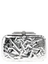Mach&mach Double Bow Wrapped Mirror Leather Clutch Bag In Silver