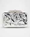Mach&mach Double Bow Wrapped Mirror Leather Clutch Bag In Silver