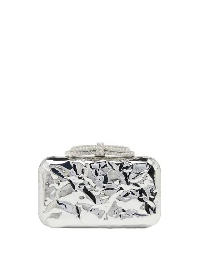 Mach&mach Double Bow Wrapped Mirror Leather Clutch In White