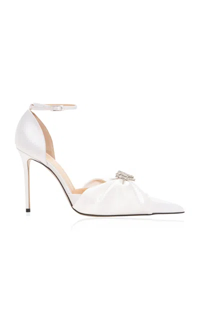 Mach&mach Women's Double Heart Satin Draped Pumps In White