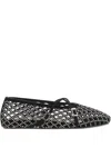 Mach&mach Crystal-embellished Lattice Ballet Flats In Black