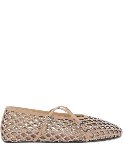 Mach&mach Embellished Leather Ballet Flats In Neutral