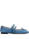 Mach&mach Eyelet-lace Ballet Flats In Blue
