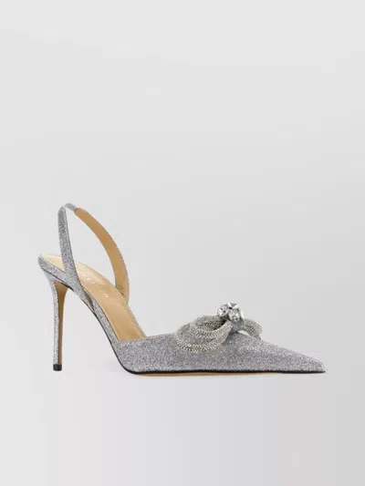 Mach&mach Fabric Pumps With Embellished Detail And Glitter Finish In Silver