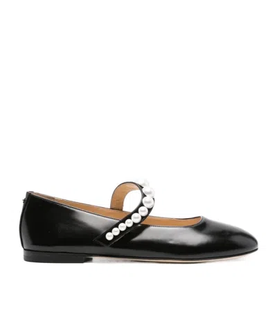 MACH&MACH FAUX-PEARL LEATHER BALLERINA SHOES