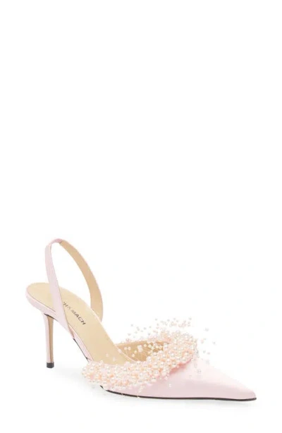 Mach&mach Mach & Mach Floating Faux Pearl Slingback Pump In Pink