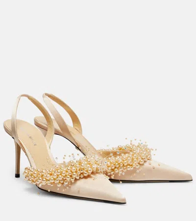 Mach&mach Gold Open Toe Heels In Golden