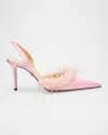 Mach&mach Floating Pearly Satin Slingback Pumps